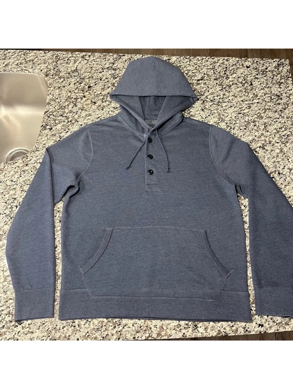 J Crew Hoodie L Henley Blue